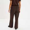 Pantalon large &eacute;lastiqu&eacute; marron fonc&eacute; femme