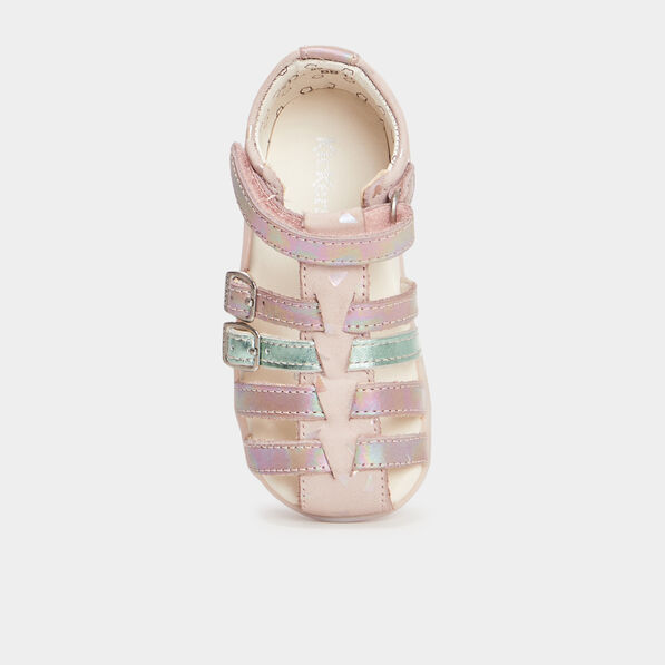 Sandales en cuir Kickers Bigkro rose bébé fille