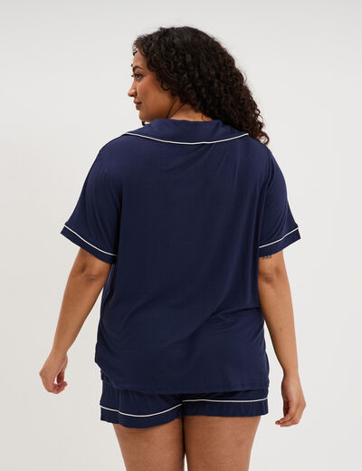 Ensemble pyjama short et chemise bleu marine femme grande taille