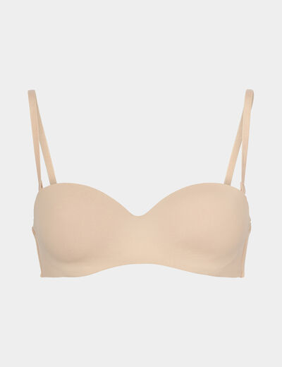 Soutien-gorge bandeau microfibre beige femme