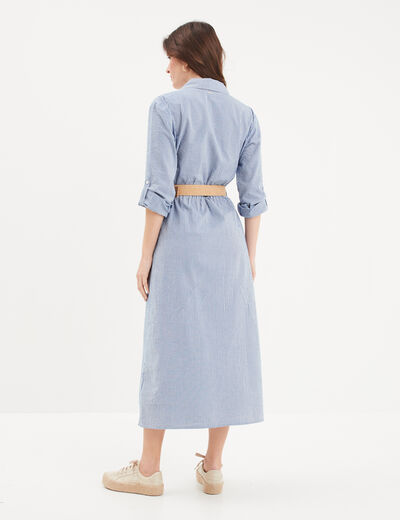 Robe chemise midi ceinturée Creeks blanc femme