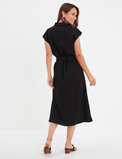 Robe midi col polo et ceinture Liberto noir femme