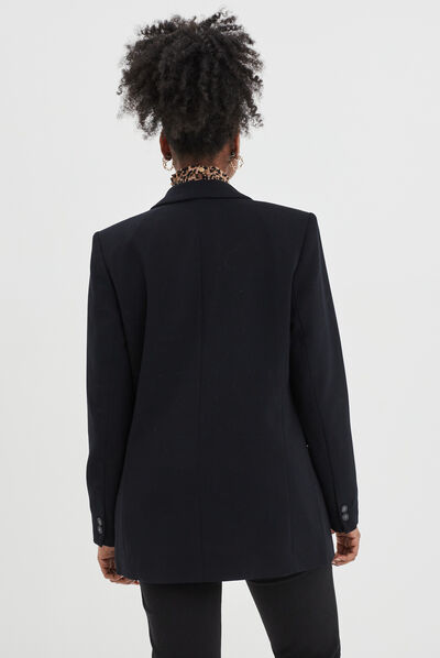 Veste blazer à boutons doublée noir femme