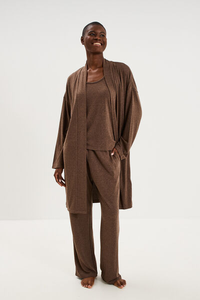 Ensemble pyjama 3 pi&egrave;ces beige femme