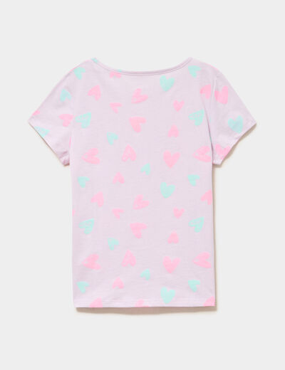 Ensemble pyjama short et t-shirt coton mauve fille
