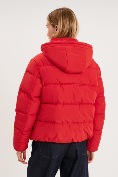 Doudoune &agrave; capuche zipp&eacute;e femme rouge femme