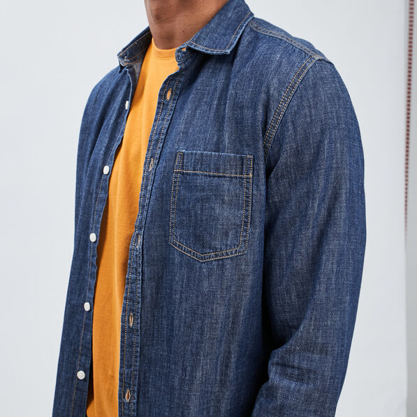 chemise droite manches longues denim stone homme Chemise droite manches longues denim stone homme