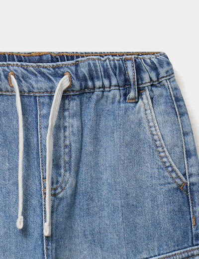 Bermuda en jean regular coton denim double stone gar&ccedil;on