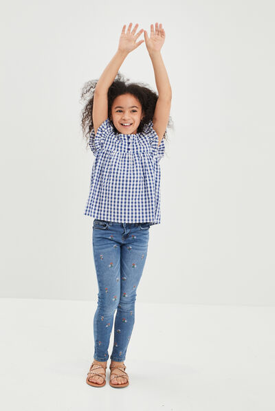Jeans skinny brodé Creeks denim double stone fille