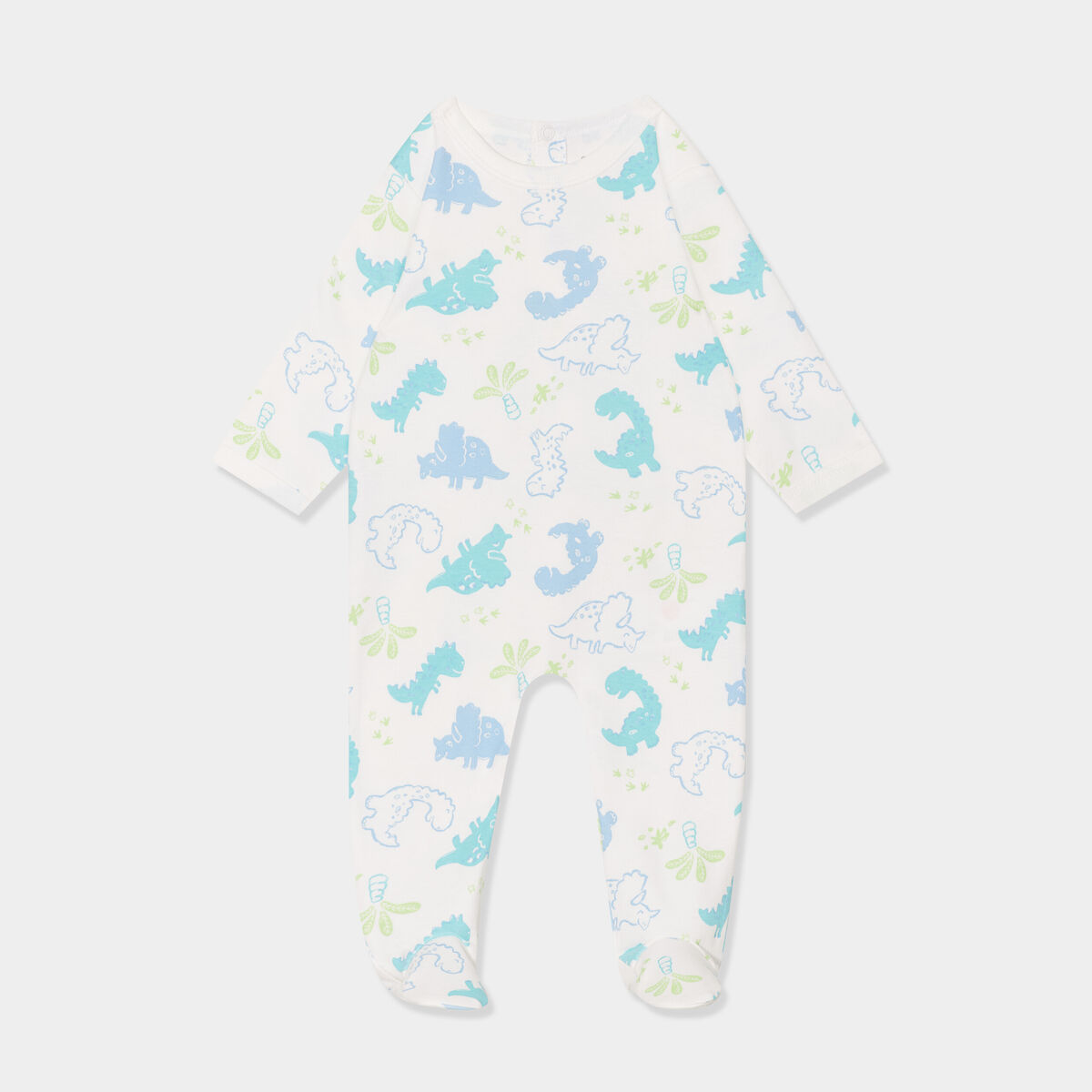 Dors-bien manches longues boutonné coton ecru bébé garçon