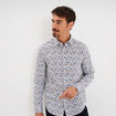 Chemise droite imprimée manches longues ecru homme