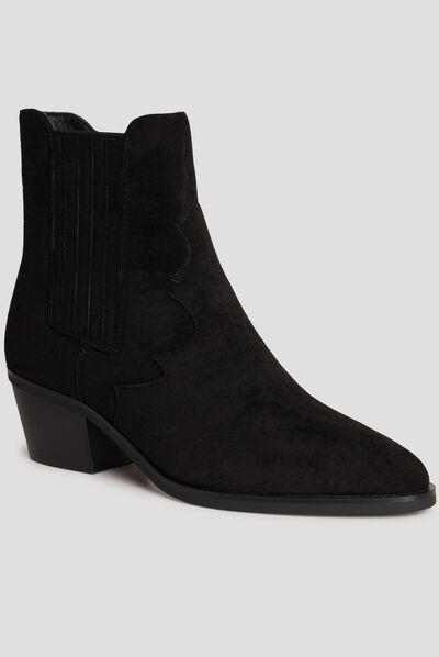 Bottines suédines à talons noir femme