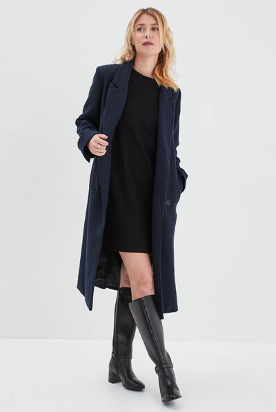 Robe pull manches chauves-souris noir femme