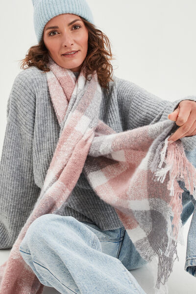Écharpe à franges rose clair femme
