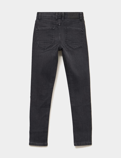 Jean skinny 5 poches taille ajustable denim noir gar&ccedil;on