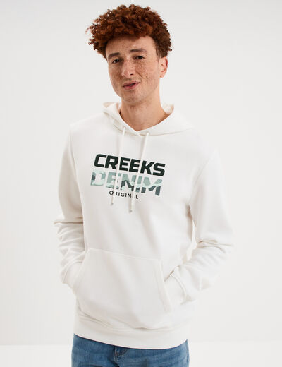 Sweat hoodie molleton Creeks blanc homme