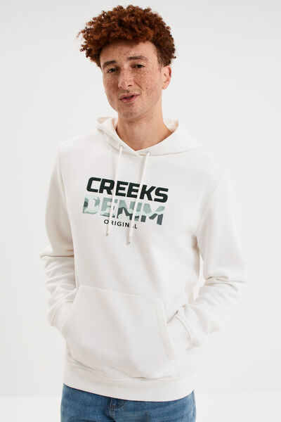 Sweat hoodie molleton Creeks blanc homme