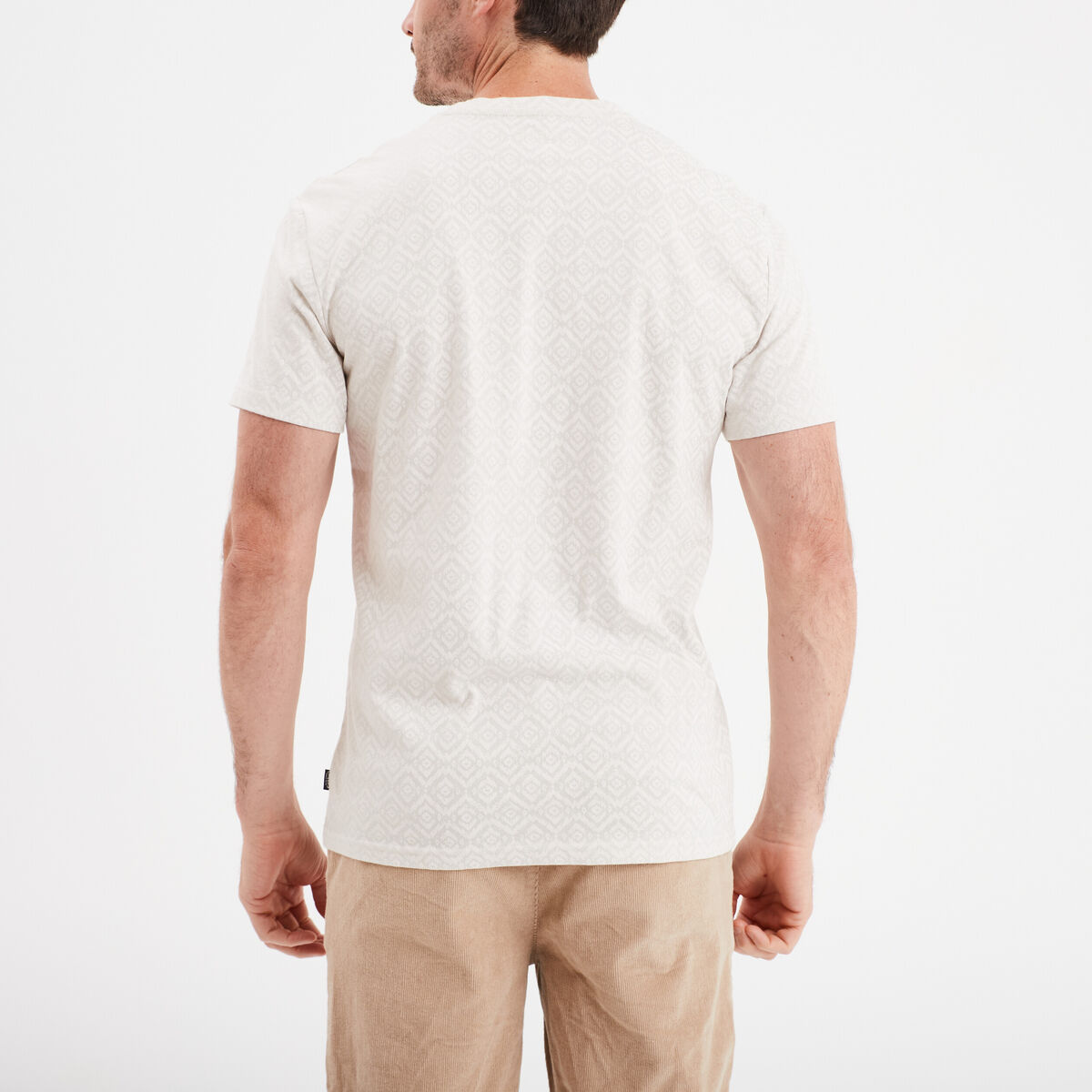 T-shirt manches courtes col rond creme homme