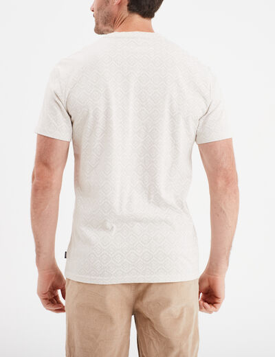 T-shirt manches courtes col rond creme homme