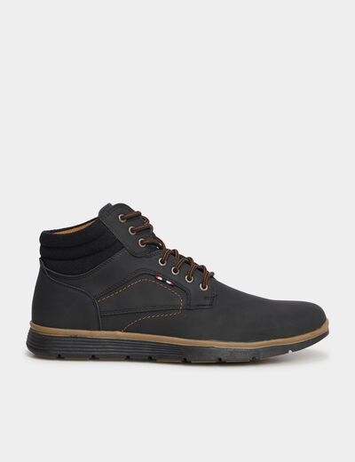 Bottines montantes &agrave; lacets noir homme