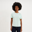 T-shirt col rond manches courtes coton vert clair femme