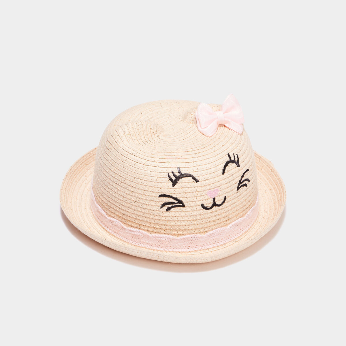 Chapeau tressé noeud et détail crochet sable fille