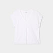 Blouse col V manches courtes mélange lin blanc femme grande taille