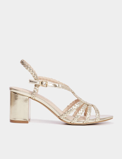 Sandales brides tress&eacute;es Mosquitos jaune or femme