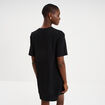 Robe droite cr&ecirc;pe manches courtes noir femme