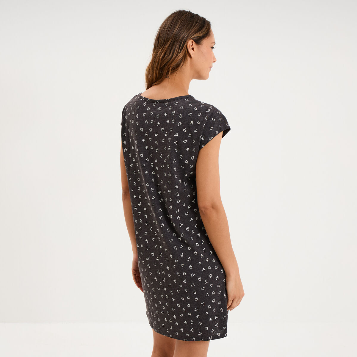 Chemise de nuit manches courtes gris anthracite femme