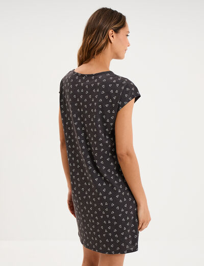 Chemise de nuit manches courtes gris anthracite femme