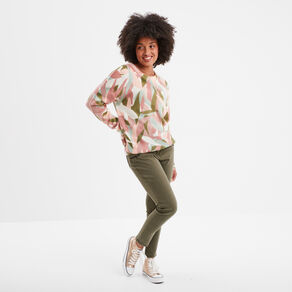 Pull col rond manches longues multicolore femme