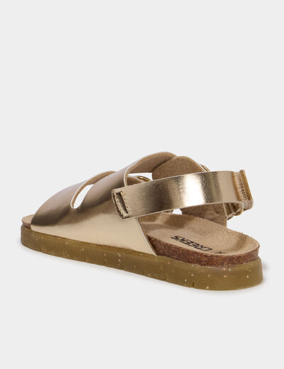 Sandales avec boucles forme coeur jaune or fille