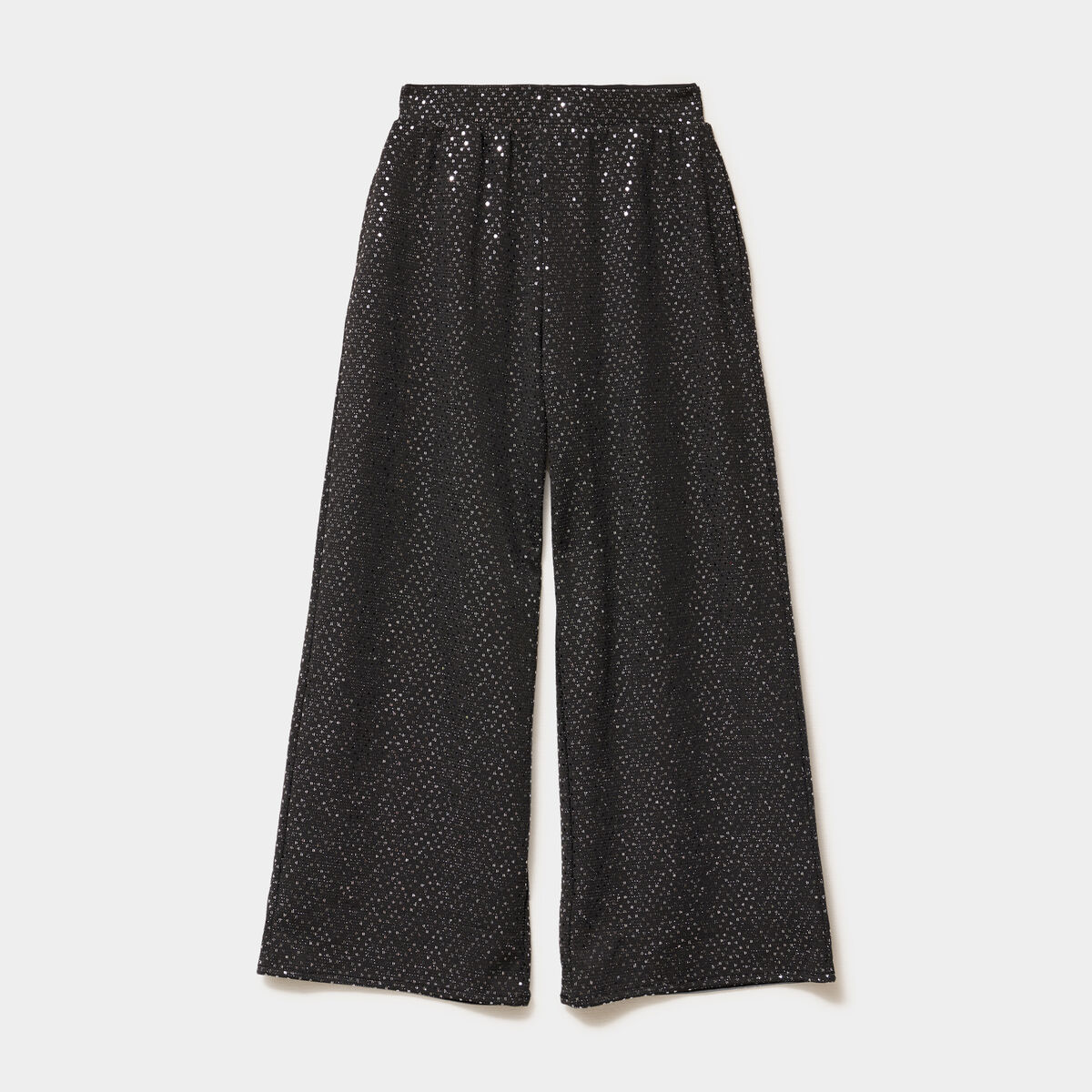 Pantalon large &agrave; strass gris argent fille