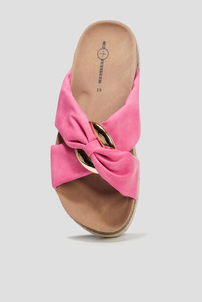 Mules plates brides nouées Mosquitos rose femme