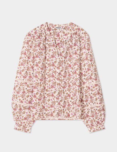 Blouse manches ballons coton blanc femme