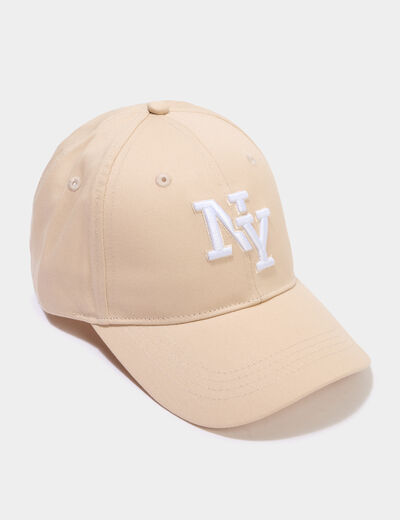Casquette brod&eacute;e coton sable femme