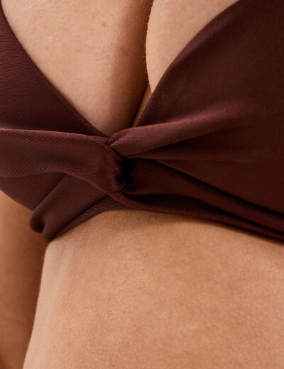 Haut de maillot de bain embo&icirc;tant padd&eacute; marron femme