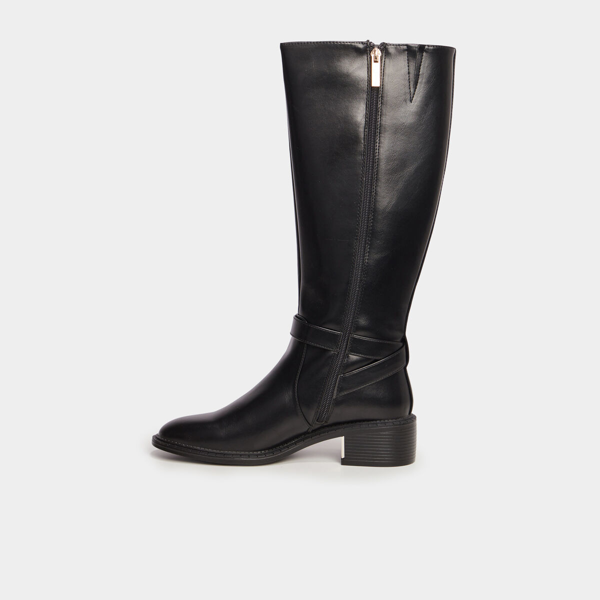 Bottes &agrave; talons avec boucles noir femme