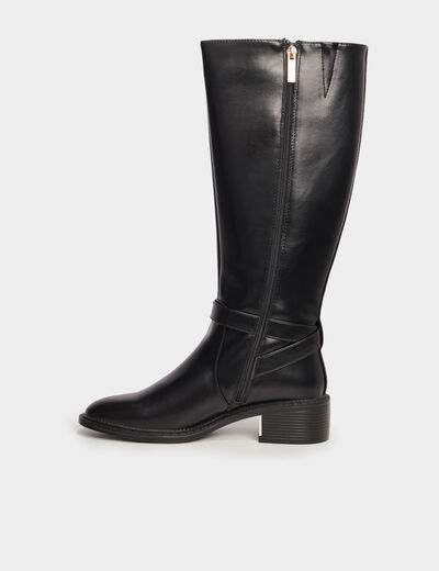 Bottes &agrave; talons avec boucles noir femme