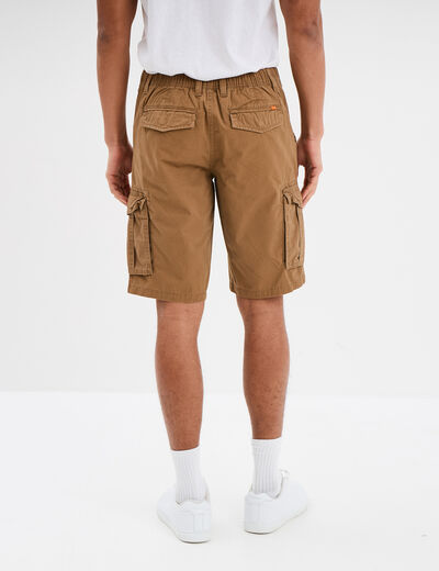 Short cargo poches à rabat coton marron clair homme