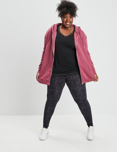 T-shirt manches courtes col V noir femme grande taille