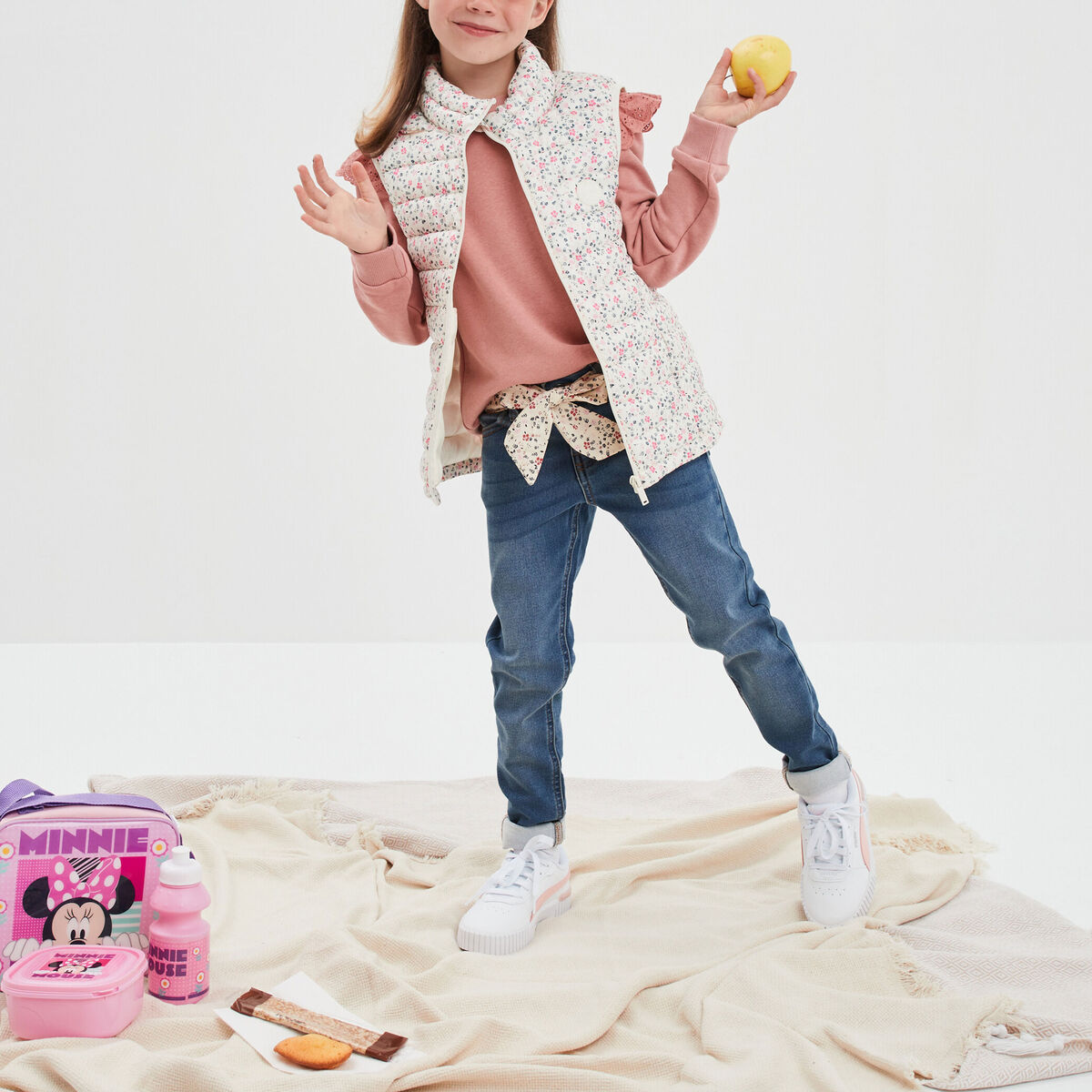 Doudoune sans manches col montant Creeks beige fille