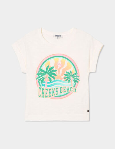 T-shirt manches courtes coton blanc fille