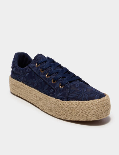 Tennis basses en toile bleu marine femme