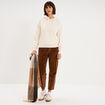 Sweat hoodie 1 poche &agrave; capuche beige femme