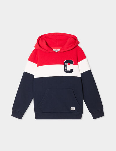Sweat hoodie manches longues à capuche rouge garçon