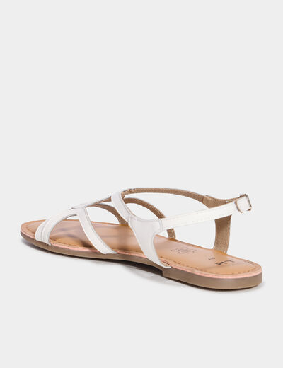 Sandales plates en cuir blanc femme