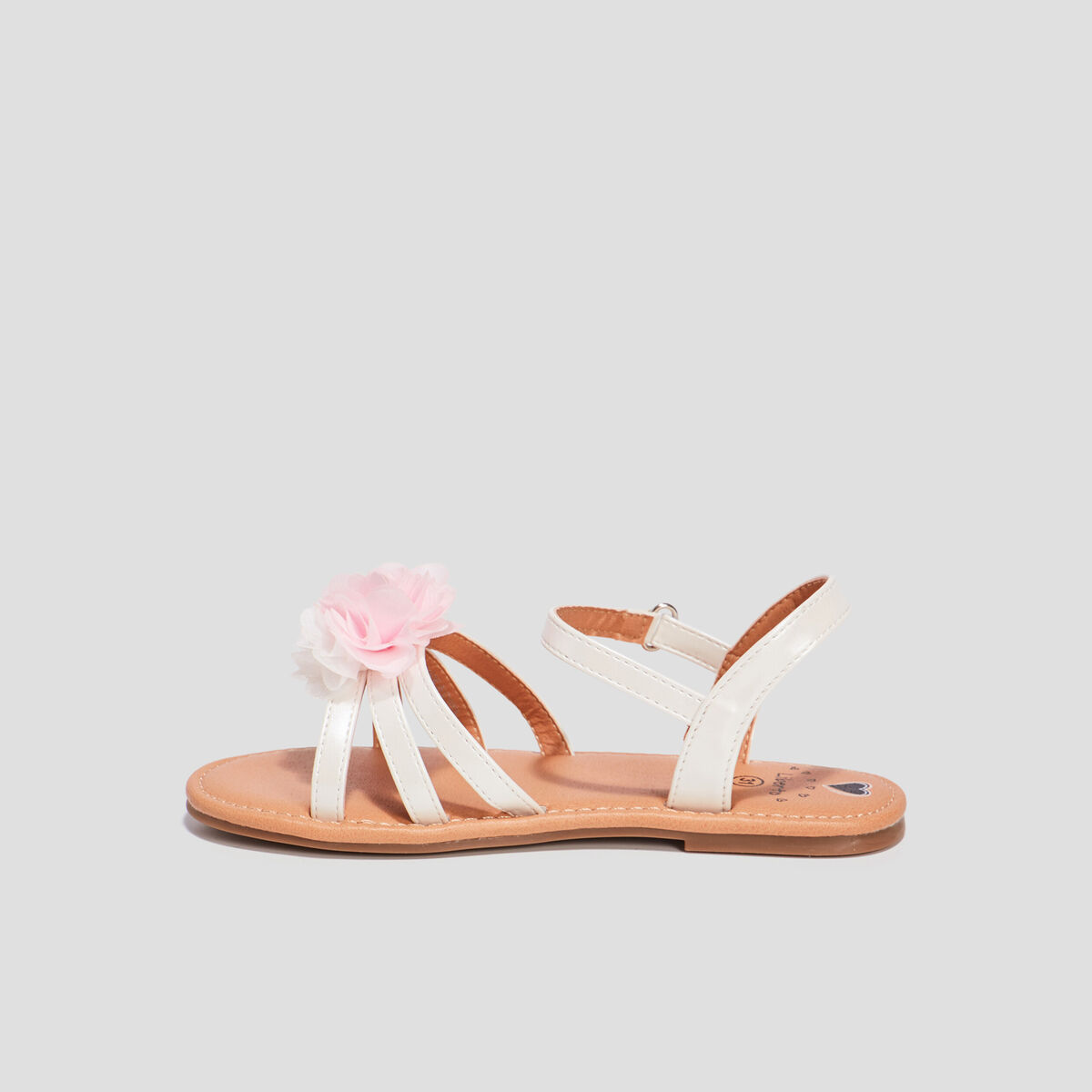 Sandales avec bride &agrave; scratch blanc fille