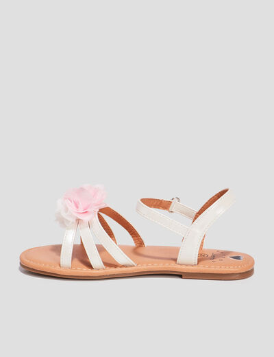 Sandales avec bride &agrave; scratch blanc fille